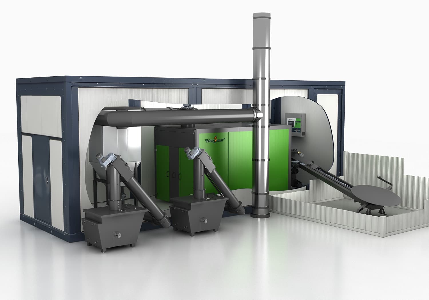 Heizomat container biomass system with labelled components